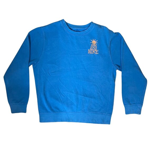 🔵 Nike Blue Graphic Sweatshirt – Women’s Small / Medium - Picture 1 of 8